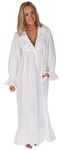 The 1 for U Sleepwear for Women - Button Down Nightgowns for Women, Amelia 100% Cotton Robe, White, Medium