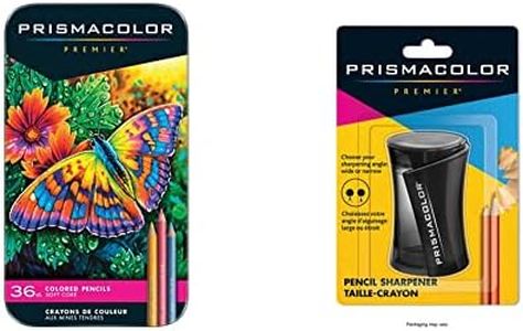 PRISMACOLOR PREMIER Pencil, Colored Pencils, Box of 36 (92885T) + Prismacolor Premier Pencil Sharpener (VE99016)
