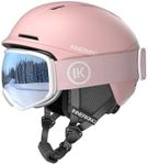 InnerKing Snowboard Helmet Set with Goggles for Adults, Sturdy PC Shell & Shock-Absorbing EPS Foam & Soft Lining, Snow Sports Helmet and Glasses for Men and Women-Pink L