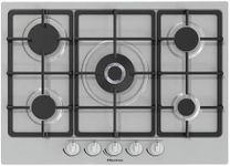 Hisense GM773XF 75cm 5 Burners Built-in Gas Hob with Easy Clean Surface, Wok Burner - Stainless steel