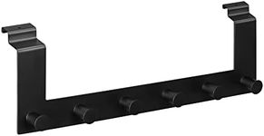 Navaris Over the Door Hanger Hooks - Stepped Over-Door Coat Rack with 6 Knobs for Doors with Step-Shape Top up to 1-5/8" Thick - Stainless Steel Black