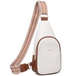 VATAN Small Sling Bag Women's Crossbody Fanny Packs Leather Crossbody Bags for Women (D-Brown with White)