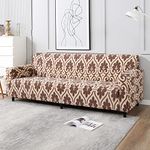 HOKIPO Elastic 4 Seater Sofa Cover Stretchable Slipcover, Beige Damask (AR-4096-D10)