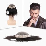 Artello® SUPER MONO Smart Hair Patch for Men, Fine Hair Wig in 100% Natural Human Hair, Easy Fit with Tape, Glue or Clips, 2D Super Base (Colour: Naturally Black) (8x6)