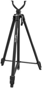 HUNTPAL Hunting Tripod Shooting Stick Gun Rifle Rest with Height Adjustment Center Column, Portable 25"-68" Leg Length Adjustable Aluminum Shooting Stand with V Yoke Gun Holder and Weight Hook