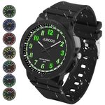 Juboos New 7 Color Kids Watches,Children Analogue Quartz Watch for Boys Girls Kids Waterproof Time Teach Watches, 7 Color Dial Soft Band Wrist for Kids Sport Outdoor Wrist Watches (Diamond Black)