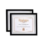 UMICAL 2 Pack - 11x14 Float Document Frame with Double Sided HD Plexiglass for Floating Display of 8.5x11 Document, Certificate, Image or Artwork, Wood Diploma Frame Decor of Wall Mounting, Black