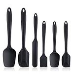 Silicone Spatula Set 6 Piece Heat Resistant,Premium Non-Stick Rubber Spatulas Silicone,Silicone Cake Scraper,Baking Gadgets.Silicone Kitchen Utensils Set, Black