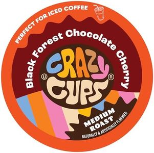 Crazy Cups Black Forest Chocolate Cherry Coffee Pods, Flavored Coffee Pods In Single Serve Cups Compatible With Keurig K Cups Machine, 22 Count