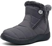 Gaatpot Women Winter Warm Snow Boots Ladies Slip On Water-resistant Outdoor Fur Lined Ankle Booties Shoes Grey Size 7 UK /255(41) CN