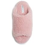 Laura Ashley Women's Sherpa Open Toe Scuff Slippers with Memory Foam, Soft Plush House Slippers for Ladies, Pink, Small