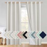 NICETOWN 100% Absolutely Blackout Linen Curtain with Thermal Insulated White Liner, Ivory, 52" Wide, 1 Piece, Privacy Vertical Window Drape for Office Laundry Living Room Windows 84 inch Long