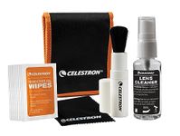 Celestron 93576 Lens Cleaning Kit - Includes 10 x Lens Wipes, Cleaning Fluid, Lens Cloth and Retractable Lens Brush in a Soft Carry Pouch, Black/Orange