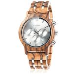 BOBO BIRD Mens Wooden Watches Luxury Wood Metal Strap Chronograph & Date Dispaly Quartz Watch Versatile Male Timepieces (Metal White)