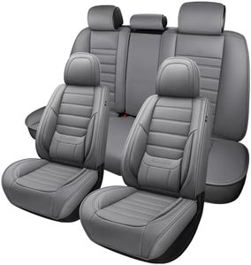 MINGBRON Leather Car Seat Covers,Car Seat Covers Full Set,Automotive Seat Covers 5 Seats,Fit for Most Cars SUV and Most Sedans Grey