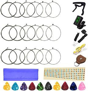 Electric Guitar Strings 3 Full Sets and Guitar Tuner Guitar Restringing Tool Guitar Capo Guitar Picks and Other useful tools