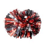 Lovecheer 2PCS Red Black Silver Cheerleading Pom Poms Metallic Cheer Pom Poms for Adults Kids Cheering Squad Sports Team Spirits Dance Training