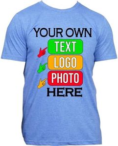 Custom T-Shirts for Men and Women Design Your Own Personalized Shirt with Text Image Logo Customizable Front and Back Print Soft Cotton Tee Heather True Royal