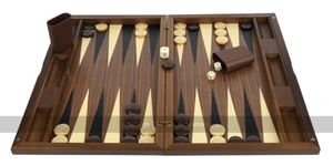Dal Negro 19 inch Wooden Backgammon Set - Luxury Treviso Set with Walnut Case and Accessories - 2 Player, Age 18+