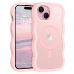 BENTOBEN Magnetic for iPhone 15 Case, Kawaii iPhone 15 Wave Case for Women Girls [Compatible with Magsafe] Frame Shape Soft Matte Shockproof Protective Phone Case Cover 6.1'', Pink