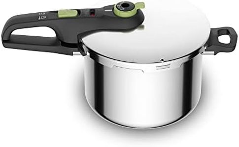 Tefal Secure Trendy P2580703 Pressure Cooker 6 L,2-Stage Cooker Intensive Level 117 °C,Gentle Level 112 °C,Induction Capsule Base,Suitable for All Cookers,Short Side Handle,Black,Green