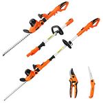 GARCARE Corded Pole Hedge Trimmer - 2 In 1 Extendable Telescopic Hedge Trimmers Long Reach 2.8m, Electric Hedge Cutter Shrub Trimmer (510 mm Cutting Blade, 20 mm Cutting Space, 600W)