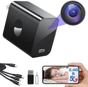 Keeggiss 4K Nanny Cam Hidden Camera Supports 2.4G&5GHz WiFi, Hidden Camera Charger, Small Nanny Cam with Human Detection, Night Vision, 160°Wide View-Angle, Type C Nanny Camera for Home
