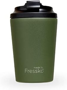 made by Fressko| Reusable Stainless Steel Coffee Cup-Khaki|12oz 340ml|Double Walled Insulated Travel Mug|Easy Clean Leak Proof Lid