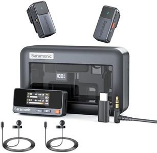 Saramonic Air Dual Channel Wireless Lavalier Microphone, Low Cut, EQ Adjustment, Automatic Limiting, Noise Reduction Wireless Condenser Mic with 2 Lapel Mics for Android iPhone Interview Vlog Podcast