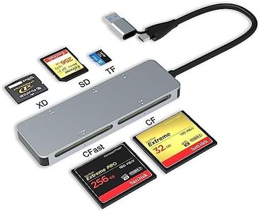 CFast Card Reader, USB C+A CFast 2.0 Card Reader, Type-C & USB-A 3.0 5Gbs CFast Memory Card Adapter for SanDisk, Lexar, Transcend, Sony Card, Read CFast/TF/SD/XD/CF 5 Cards Simultaneously