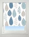 UNIVERSAL Leaf Patterned Thermal Blackout Roller Blind, Blue, W120cm