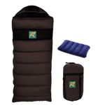 Rocksport Karakoram -5°C to +5°C Sleeping Bag for Adults,Camping,Men,Hiking, Indoor & Outdoor with Extra Fur Lining for Winters l Free Air Pillow & Adventure Pass(Brown)