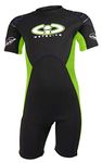 TWF Childs 3mm CIC Titanium Shortie wetsuit (Black/Lime, Age 7-8)