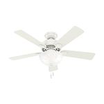 Hunter Fan Company, 50905, 44 Inch Ceiling Fan with Light, Swanson Fresh White LED Fan, Pull Chain