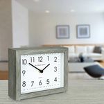 Thomas Kent Smithfield Design Wood Effect Mantel Clock in Limestone Grey Finish - 7" London