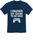 Tstars Gamer Shirt Gaming Apparel Gifts for Boys I Paused My Game Youth Kids Shirts Large Navy