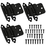 AFASOES 6pcs Cabinet Door Hinges Self Closing Overlay Flush Cabinet Hinge Heavy Duty Cupboard Hinges Replacement Ball Bearing Mute, Inset Hinges with Screws for Home Decorative,Black