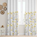 Tranquebar Curtain Co. Pure Cotton Curtains for Door, 60-65% Room Darkening, Floral Print (Mazzo: Yellow) -9 Feet, Set of 2 (Length 274 cm) - with Back Tab