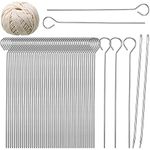 Thanksgiving Poultry Lacing Kit Includes 50 Pcs 6 Inch Metal Turkey Skewers Lacer 2 Pcs 6.3 Inch Roasting Supplies Meat Turkey Needle Stainless Steel Pin with Cooking Twine for Grilling BBQ Chicken