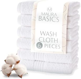 MAURA Basics Turkish Cotton Washcloth Towel Set High Performance Bathroom Essentials with Hanging Loops, Standard Size 13”x13”, Ideal for Daily Comfort, White