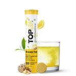 TopUp Organic Japanese Matcha Green Tea Effervescent Tablets for Energy & Focus | Helps Detox & Clear Skin | 20 Tablets (Pack of 1) (Ginger Lemon)