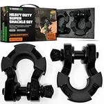 Rhino USA D Ring 2 Pack Super Shackles (70,548lb Break Strength) – Heavy Duty 3/4” Shackle with 7/8 Pin for use with Tow Strap, Winch, Truck Vehicle Recovery, Best Offroad Accessories (Matte Black)