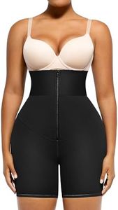 SHAPELLX Black Shapewear Leggings Short Corset Leggings Short Tummy Control Waist Trainer Shapewear Leggings with Zipper