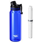 Membrane Solutions Filtered Water Bottle, 36oz BPA-Free Bottle with Replaceable ACF & UF Filter Cartridge, Portable Water Filter, Travel, Hiking & Camping for Clean Drinking Water Anywhere(Blue)