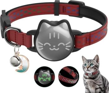 AirTag Cat Collar Breakaway, Reflective Cat Collar Compatible with Apple AirTag 1st & 2nd Gen, Hidden Holder with Bell, Lightweight Water-Resistant Strap for Cats, AirTag Not Included
