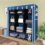 Maison & Cuisineยฎ 12 Layer Collapsible Portable Foldable Wardrobe Storage Organizer Shelves for Clothes Racks Fabric Almirah Non Rustable Iron Storage Unit (W 88250) (Pack of 2, Blue)