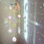 Crystal Suncatcher, Sun Catcher Hanging for Windows, Spiritual, Rainbow Maker, Crystal Indoor Garden Home Decor,Gemstone Prism（Suncatcher 5）