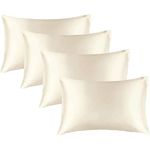 BEDELITE Satin Pillowcase for Hair and Skin, Super Soft Similar to Silk Pillow Cases 4 Pack with Envelope Closure, Cooling Pillowcases for Women Men (20"x30" Queen Size, Beige)