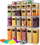 stusgo 28 Pack Airtight Food Storage Containers with Lids, BPA Free Clear Pantry Storage Container for Kitchen Food Pantry Organizers and Storage, Plastic Pantry Organiser for Cereal,Flour and Sugar