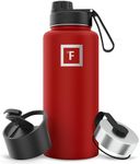 IRON °FLASK Camping & Hiking Hydration Flask with 3 Lids - Stainless Steel, Double Walled & Vacuum Insulated Water Bottle - Leak Proof & BPA Free (Fire Red, Spout - 32 oz)